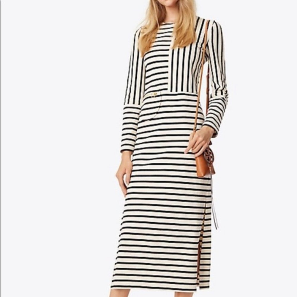 Tory Burch Harlie Striped Jersey Maxi Dress